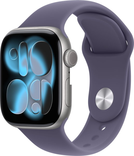 Смарт часы Apple Watch Series 11 42 мм алюминий серебристого цвета, ремешок цвета «фиолетовый туман» S/M