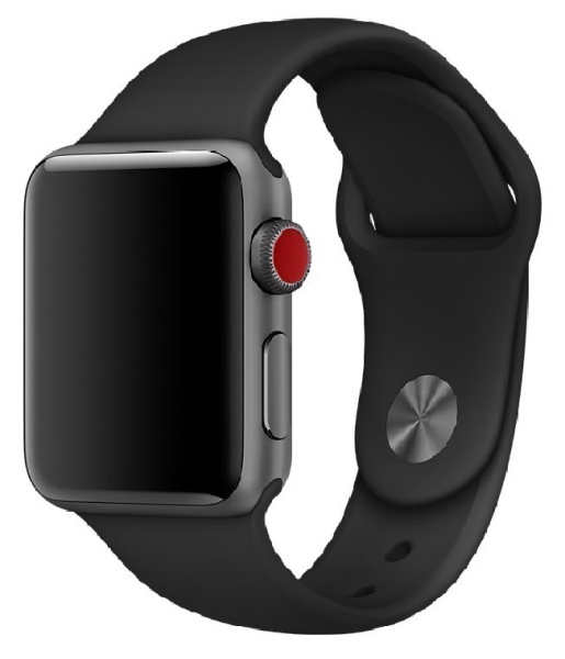 Ремешок силиконовый Gurdini Apple Watch 38mm/40mm,черный
