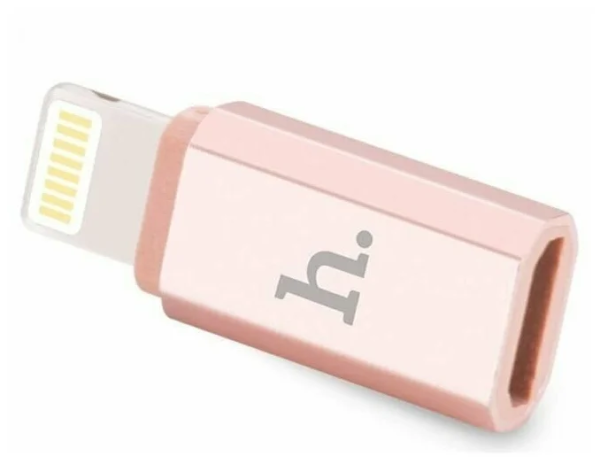 Адаптер Hoco microUSB - 8pin lightning (Rose Gold)