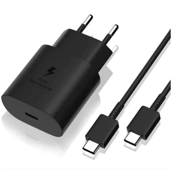 СЗУ Samsung 25W USB-C с кабелем Type-C на Type-C (черный)