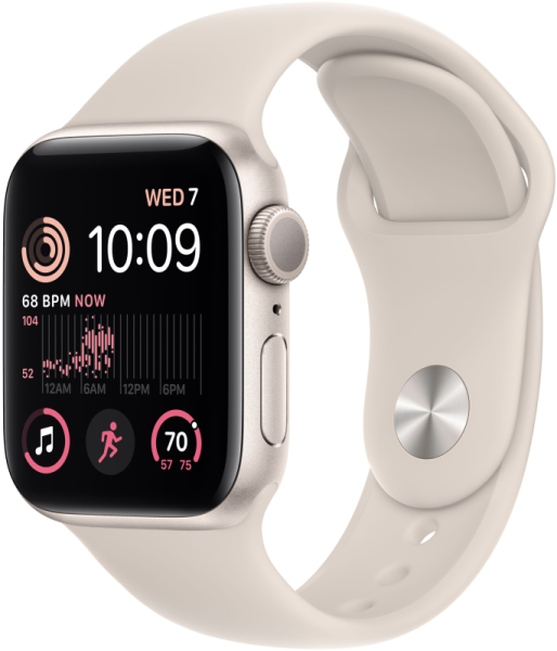 Смарт часы Apple Watch Series 9 41 мм корпус из алюминия цвета «сияющая звезда», спортивный ремешок цвета «сияющая звезда» S/M